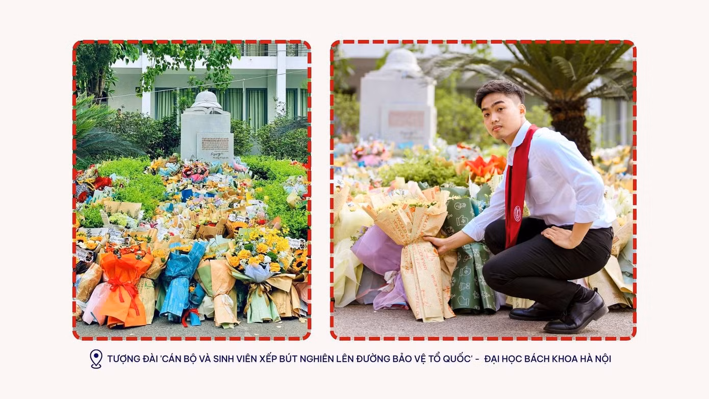 Phúc đặt hoa tri ân cựu sinh viên Bách Khoa trong ngày tốt nghiệp.