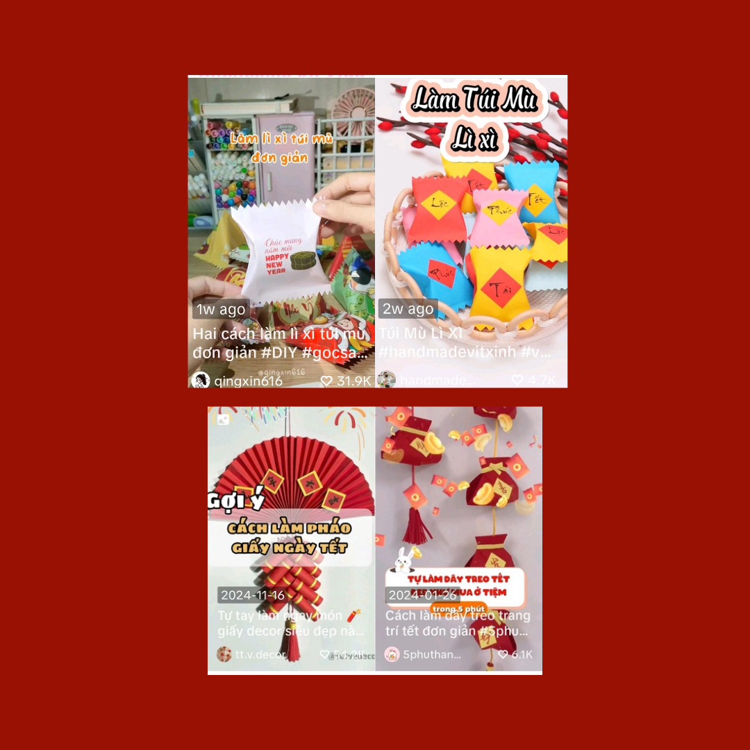 Nhiều video Tiktok chỉ dạy cách làm các món quà ngày Tết thu hút sự quan tâm, tương tác của nhiều người xem. Ảnh chụp màn hình