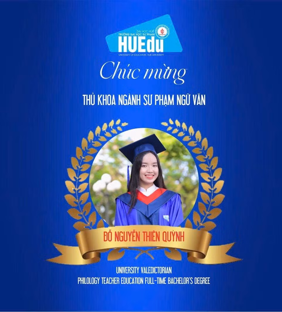 Đỗ Nguyễn Thiên Quỳnh - Thủ khoa ngành Sư phạm Ngữ Văn, Trường Đại học Sư phạm, Đại học Huế.