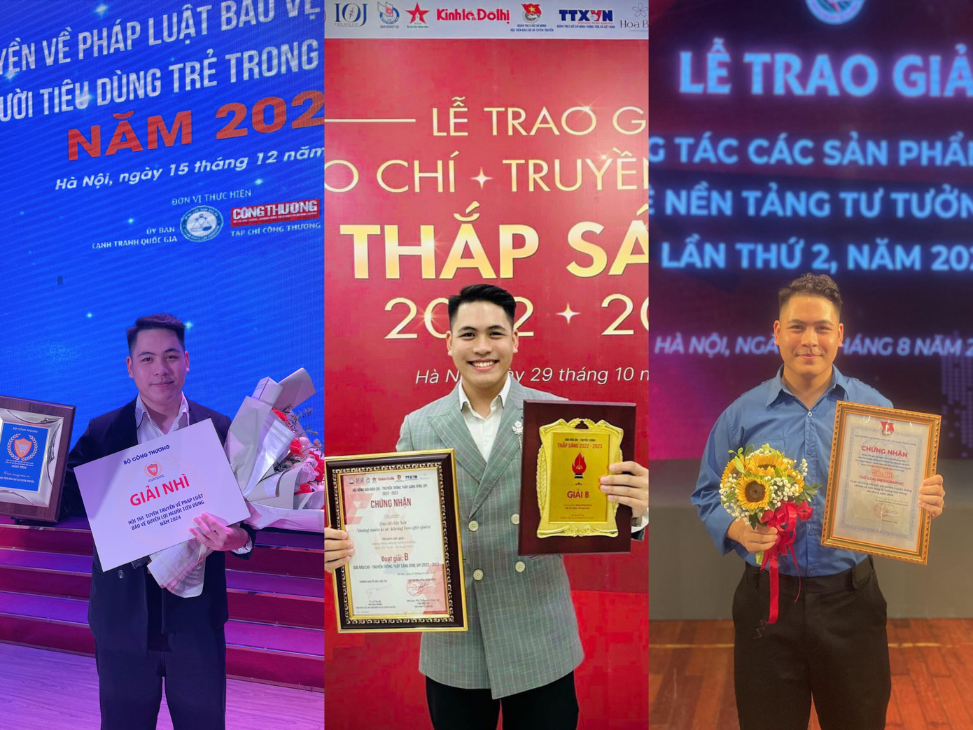 Không dừng lại ở các môn học trên lớp, anh còn tích cực tham gia các cuộc thi lớn và đạt được thành tựu cao.