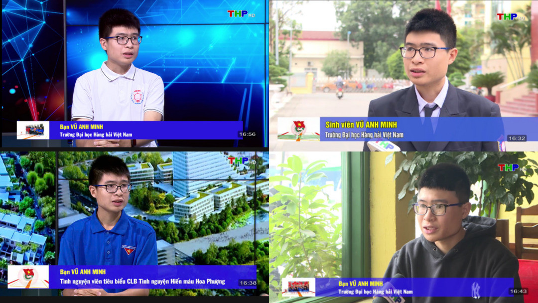 Anh Minh trên sóng Truyền hình Hải Phòng (THP) trong các chương trình dành cho học sinh, sinh viên đất Cảng.