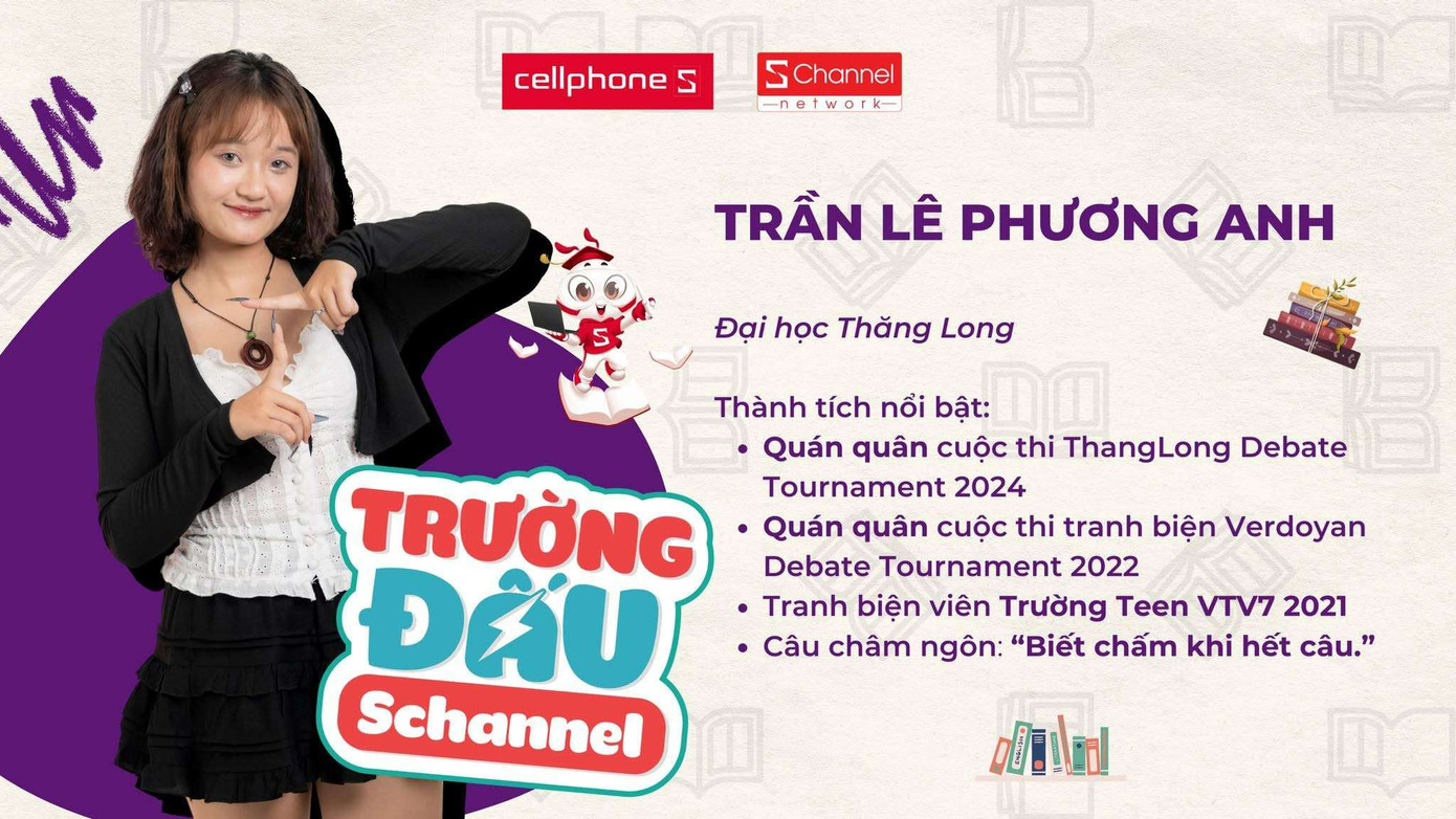 Cô nàng không ngại thử sức tại các đấu trường lớn như Trường Đấu 2024 của Schannel, nơi cô là thí sinh duy nhất của Trường Đại học Thăng Long bước vào top 10.