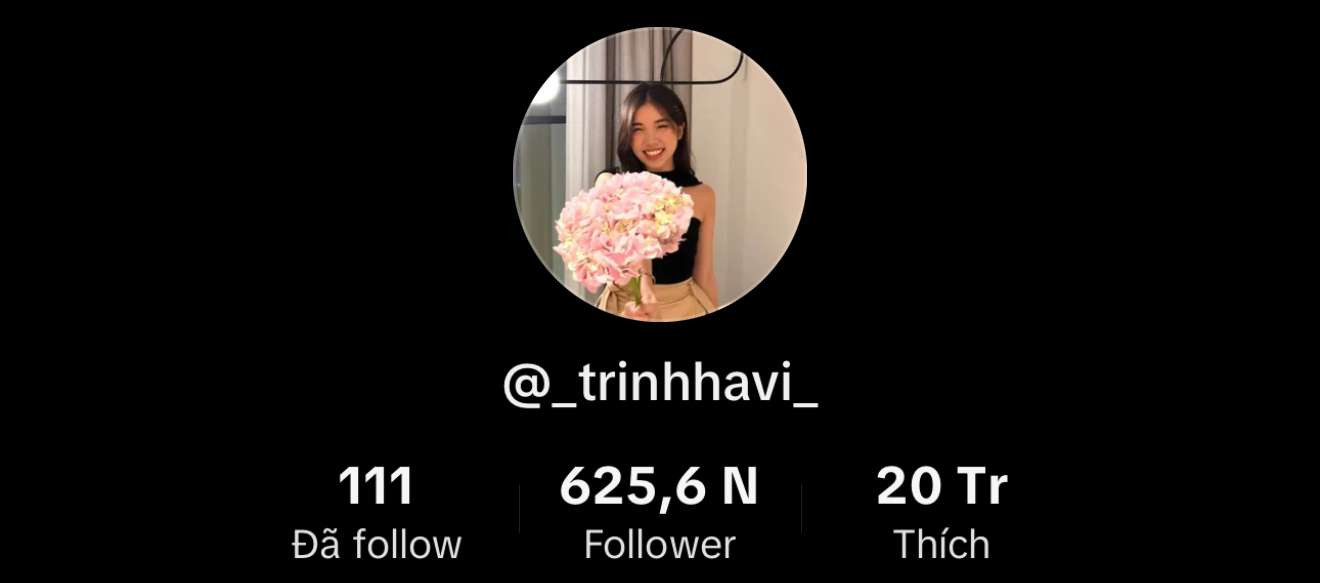 Trịnh Hà Vi sở hữu 625 nghìn lượt theo dõi và hơn 20 triệu lượt yêu thích các video trên nền tảng Tiktok
