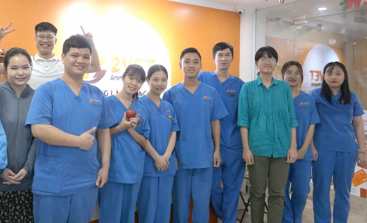 Thảo Nguyên (áo màu xanh lá) xin học việc tại các phòng khám thú y khi chỉ mới là học sinh trung học.