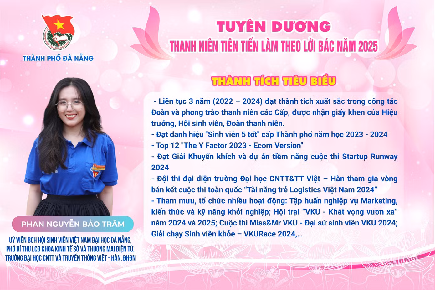 Nhiều thành tích ấn tượng của Phan Nguyễn Bảo Trâm.