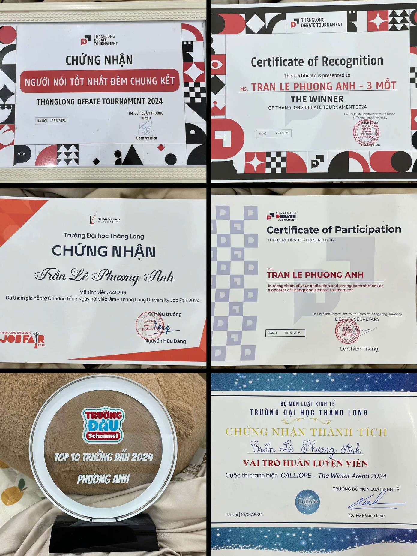 Một số thành tích mà Phương Anh đạt được.