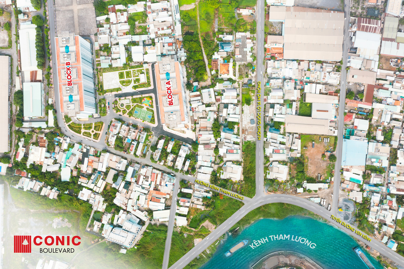 Căn hộ Conic Boulevard nhìn từ trên cao (Ảnh: Conic).