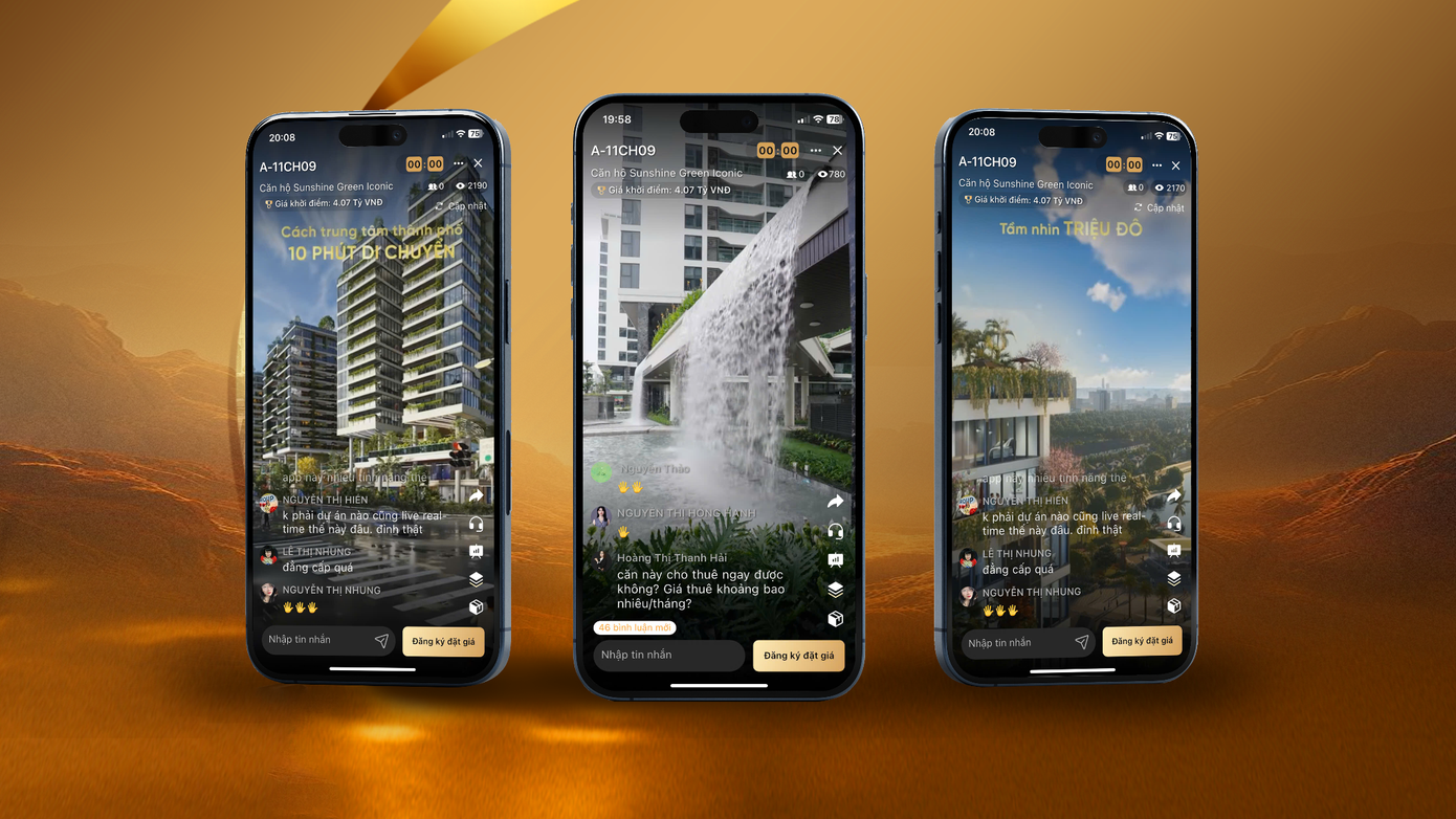 Bên cạnh sự hấp dẫn của phiên livestream được hỗ trợ bằng nền tảng công nghệ AI tiên phong, thì chính các giá trị thực cho người dùng thực của sản phẩm bất động sản Sunshine đã mang lại sức hút tự thân đối với khách hàng tham gia đặt giá.