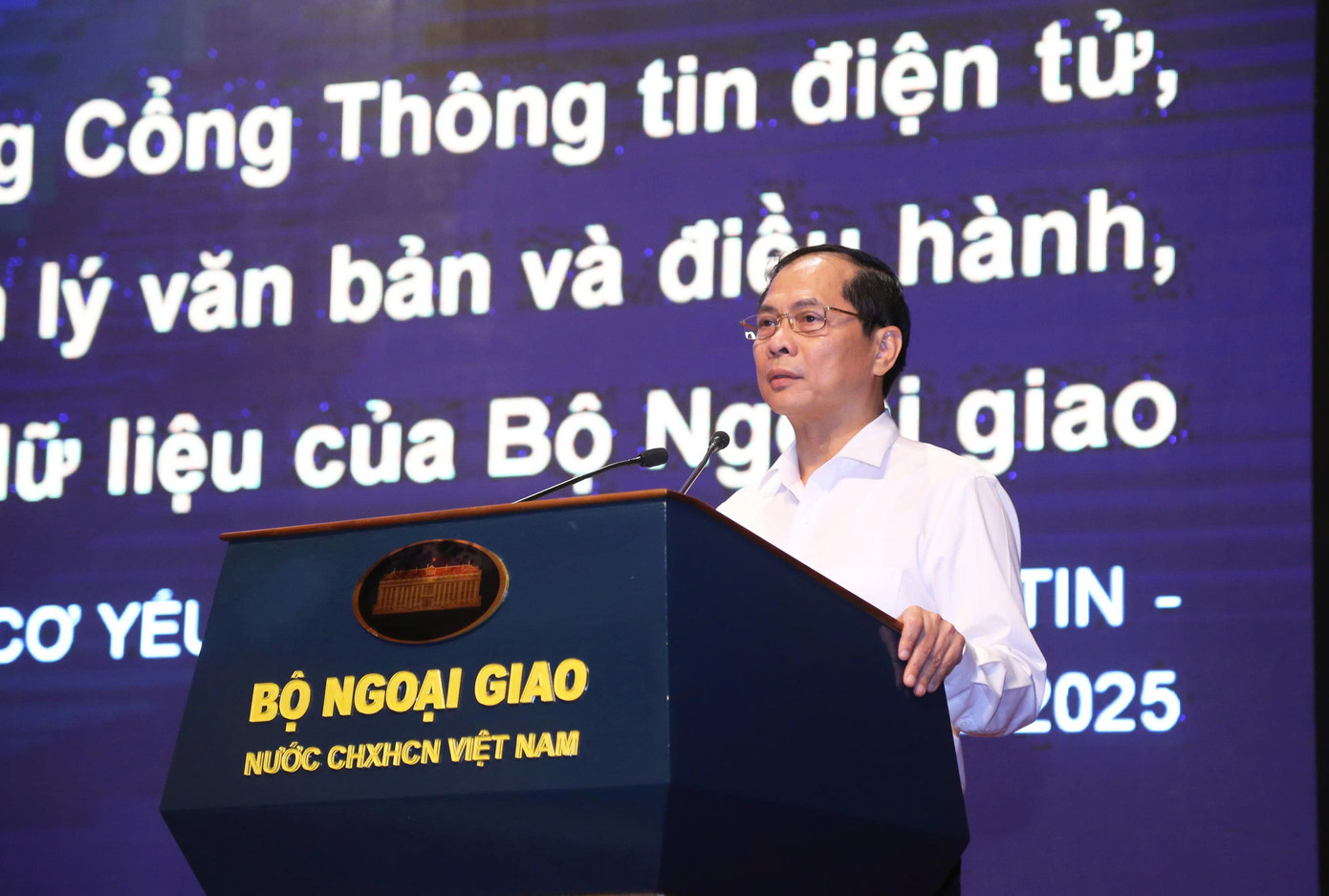 Phó Thủ tướng, Bộ trưởng Bộ Ngoại giao Việt Nam - ông Bùi Thanh Sơn phát biểu tại buổi lễ