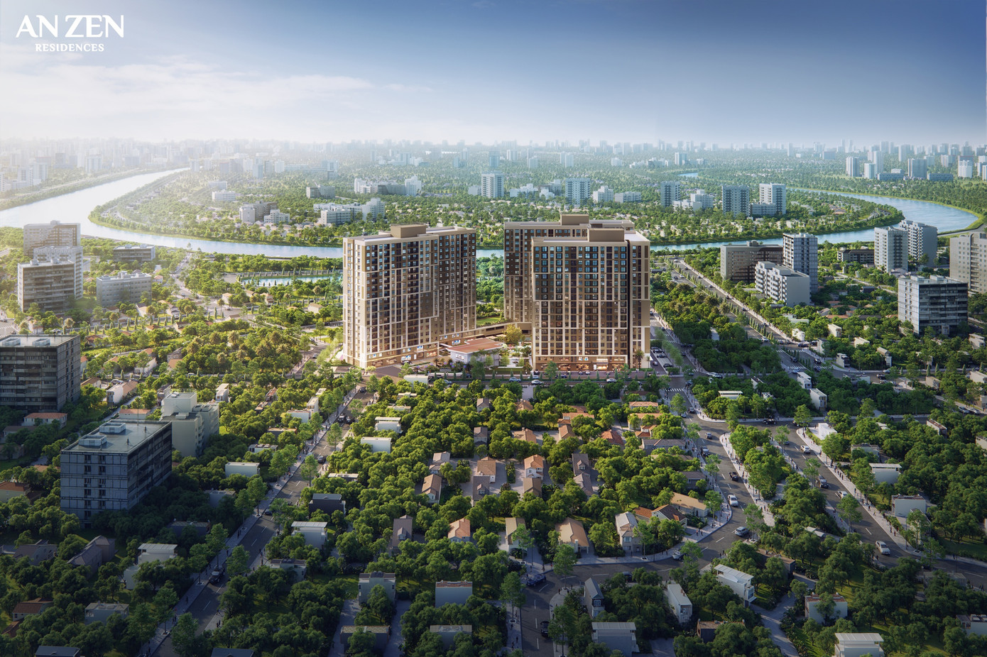 Phối cảnh dự án An Zen Residences nhìn từ trên cao