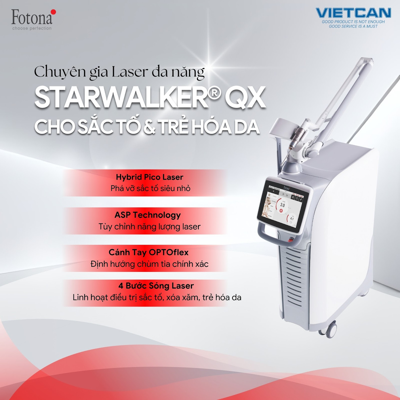 StarWalker QX là dòng máy tích hợp công nghệ Hybird Pico Laser tối tân