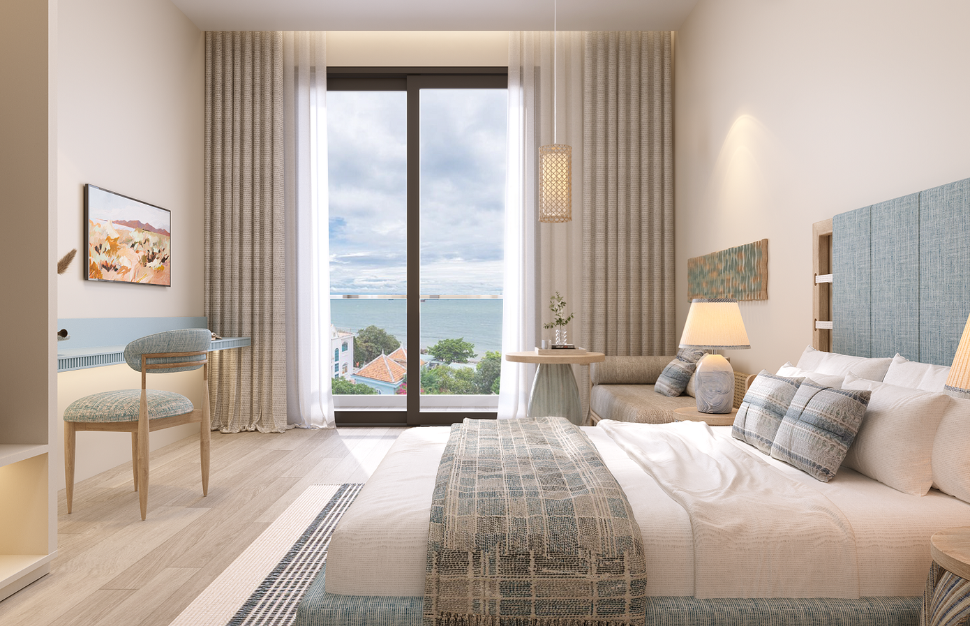 Căn hộ Blanca được bàn giao đầy đủ nội thất lấy cảm hứng từ “hơi thở của biển cả”