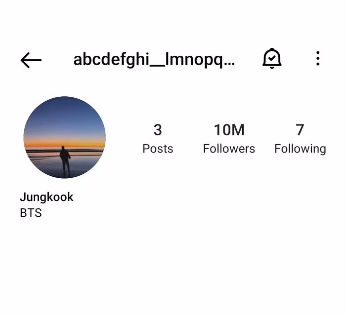 Tên tài khoản kiểu “có tất cả nhưng thiếu JK” của Jung Kook.