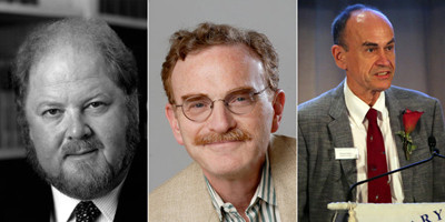 Ba nhà khoa học đạt giải Nobel Y học 2013 (từ trái sang) James Rothman, Randy Schekman và Thomas Sudhof. Ảnh: NYT