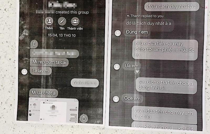 Những tin nhắn đe dọa gửi đến nạn nhân. Ảnh: Công an cung cấp