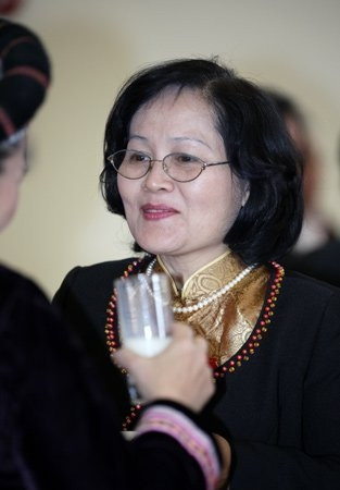 Đại biểu Trần Thị Quốc Khánh trong giờ giải lao