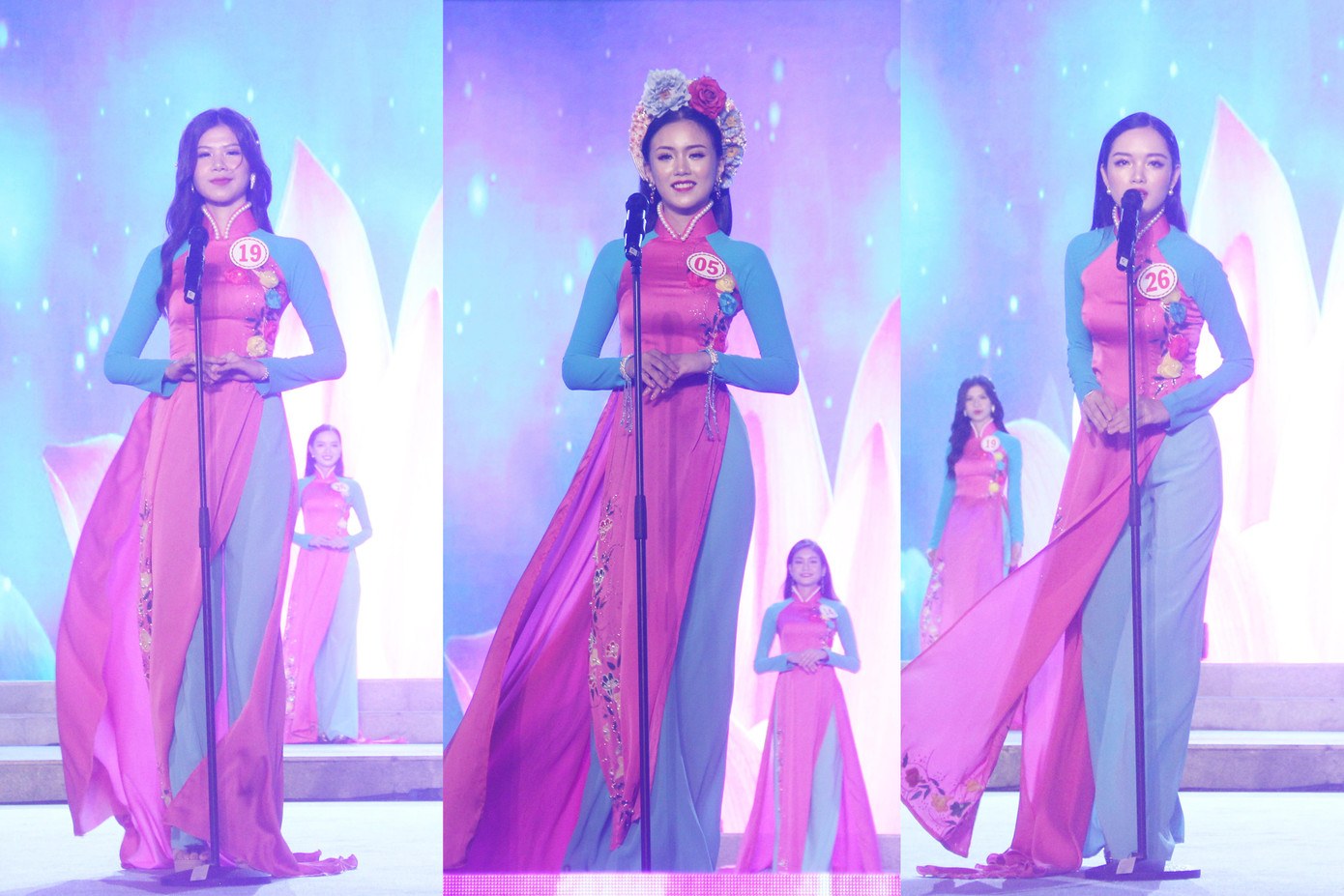 Tối 10/4, Chung kết Hội thi học sinh, sinh viên tài năng thanh lịch TP Đà Nẵng năm 2021 diễn ra với sự tranh tài của 14 thí sinh hạng mục đơn nữ và 6 cặp thí sinh nam - nữ đến từ các trường THPT, ĐH, CĐ trên địa bàn. Ảnh: Giang Thanh