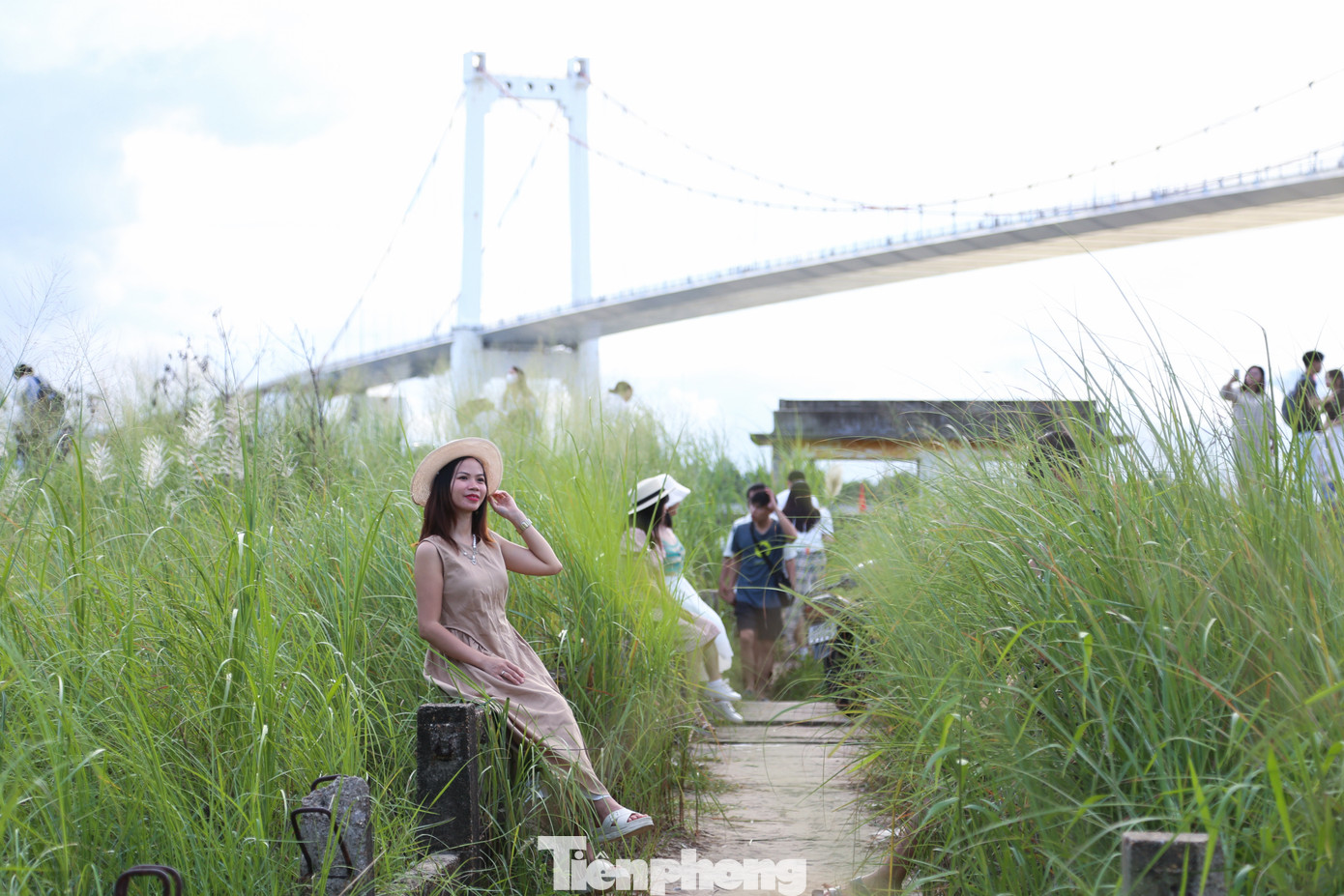 Không chỉ ở khu vực chân cầu Thuận Phước, những bãi lau trắng ở khu vực phường Nại Hiên Đông, Thọ Quang (quận Sơn Trà) cũng tấp nập các bạn trẻ ghé chân vào thời điểm chiều tà, hoàng hôn.