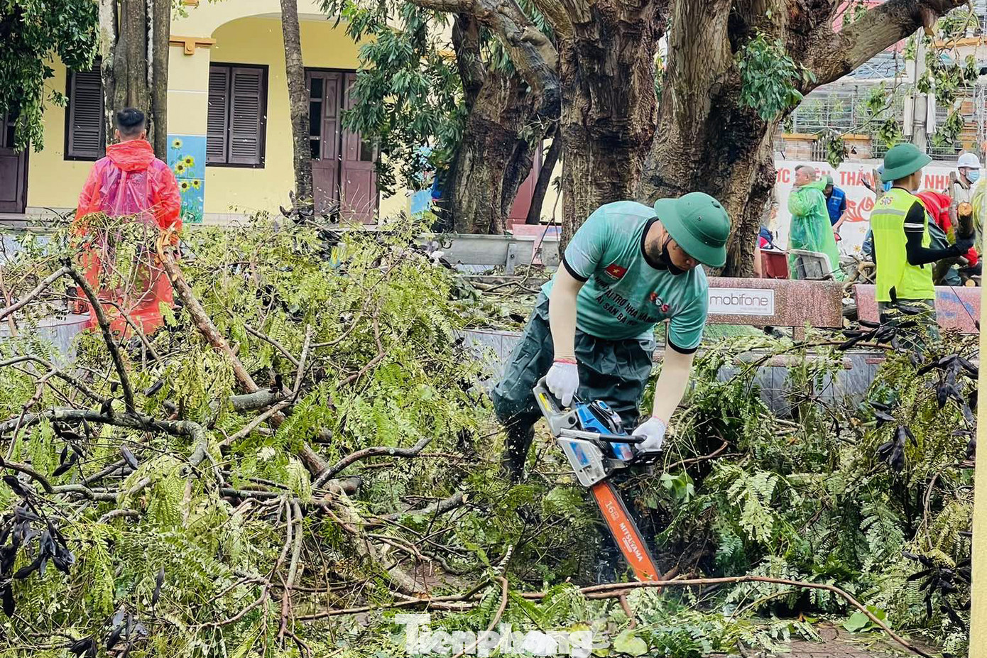 Hỗ trợ dọn dẹp các điểm trường ở quận Đồ Sơn (TP. Hải Phòng) dọn dẹp, cắt cây gãy đổ do bão số 3. Hỗ trợ dọn dẹp các điểm trường ở quận Đồ Sơn (TP. Hải Phòng) dọn dẹp, cắt cây gãy đổ do bão số 3.