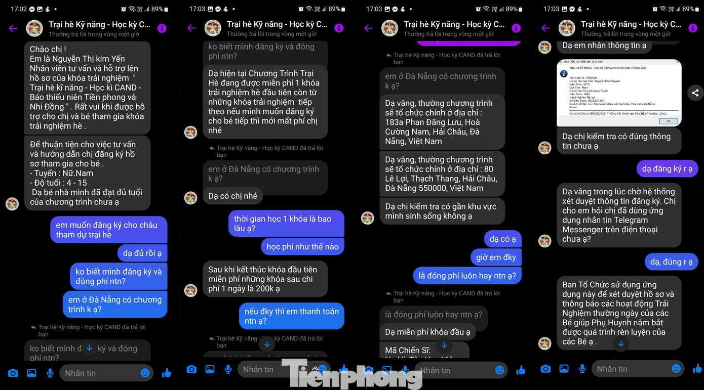 Các trang này giới thiệu chương trình được tổ chức ở Đà Nẵng, yêu cầu phụ huynh đăng ký và tiếp tục kết nối qua Telegram để làm theo hướng dẫn