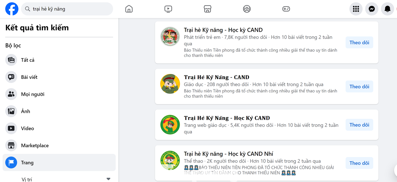 Hàng loạt trang facebook giới thiệu về các chương trình trại hè kỹ năng, học kỳ Công an nhân dân cho học sinh dịp hè