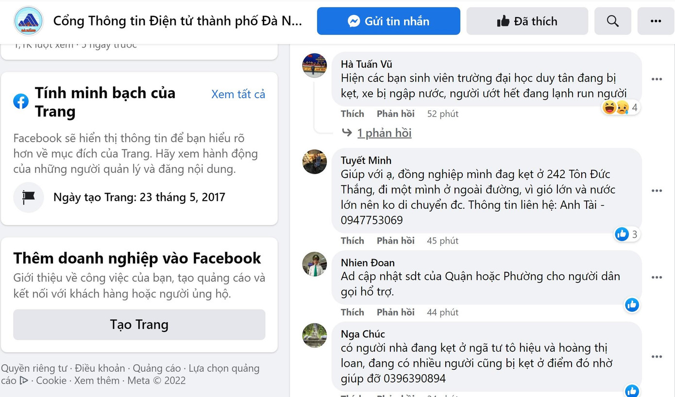 Người dân ở khu vực ngập sâu hoặc có người thân ở khu vực ngập sâu cầu cứu trên mạng xã hội