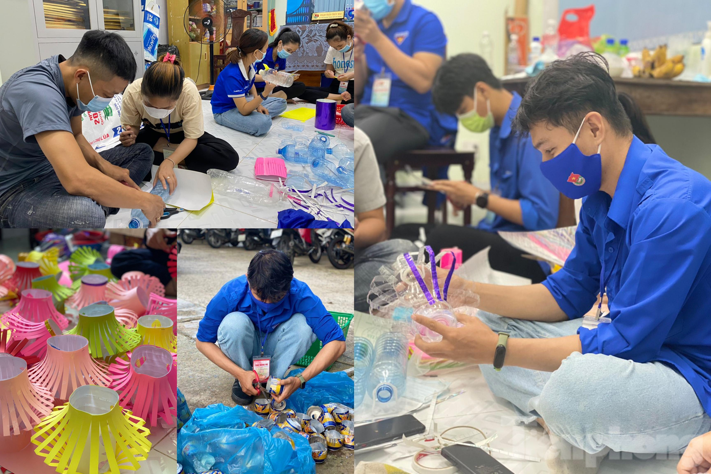 Gần đến Trung thu, các đoàn viên thanh niên của Quận đoàn Liên Chiểu cũng tổ chức tự làm đèn lồng tái chế bằng những vật dụng thường ngày như vỏ lon bia, chai nhựa đựng nước..., chuẩn bị các phần quà để tặng các em nhỏ dịp trung thu.