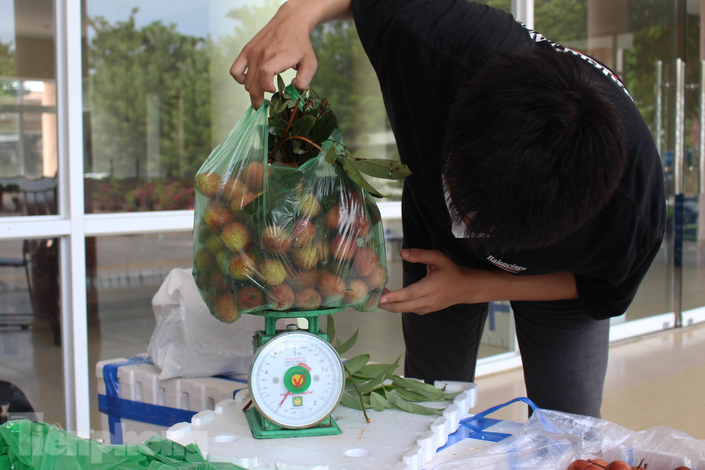 Người dân chỉ cần đặt hàng qua số hotline hoặc facebook, các tình nguyện viên sẽ chủ động chia đơn, cân hàng rồi ship đến tận nhà với giá 25 nghìn đồng/kg vải.