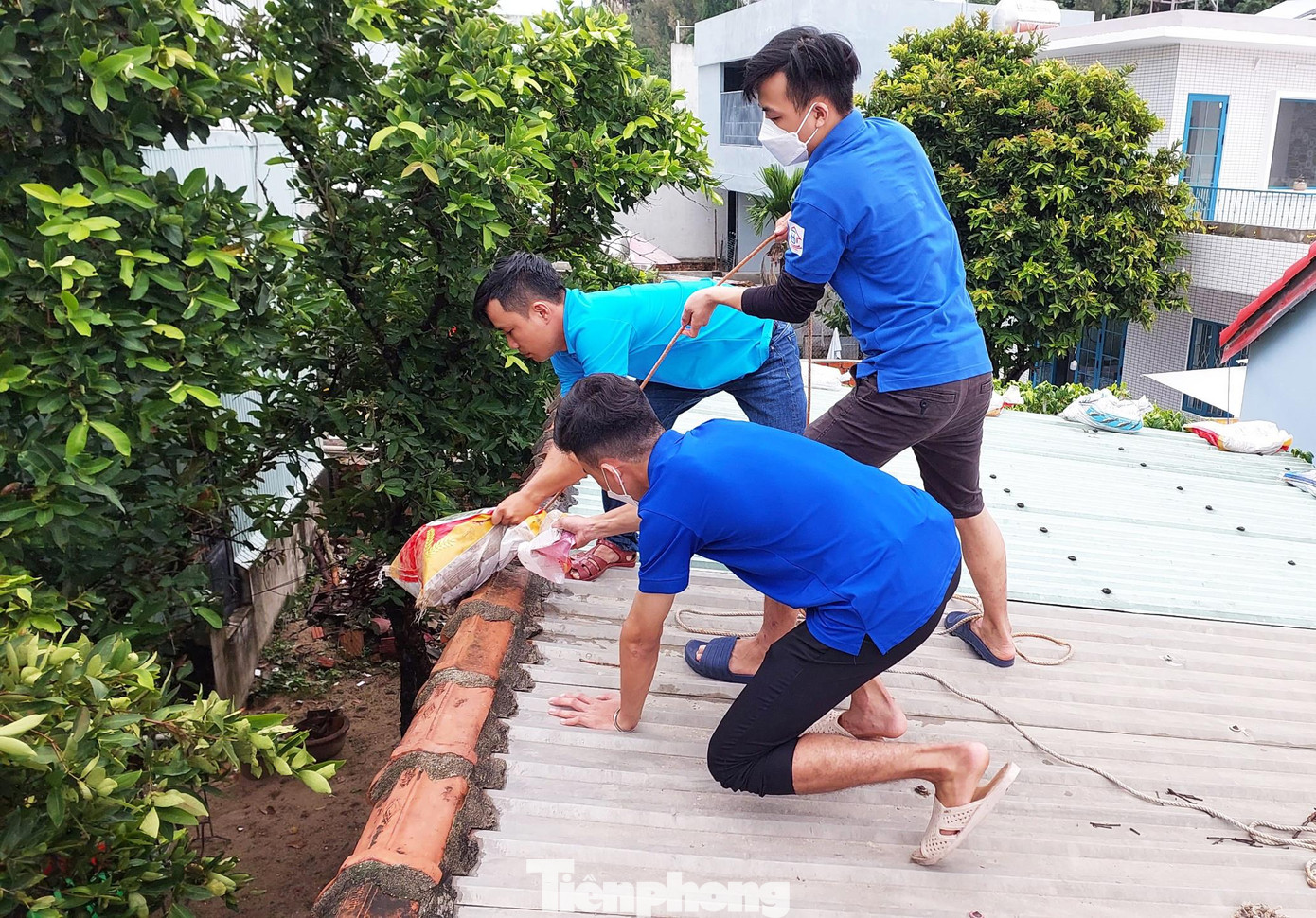 Lực lượng tình nguyện viên chú trọng hỗ trợ các hộ có hoàn cảnh khó khăn, nhà cửa không kiên cố; các hộ neo đơn chỉ có trẻ con và người già; hộ gia đình có người khuyết tật... Dùng bao cát hoặc những thùng nước đầy lên mái tôn là cách mà người dân Đà Nẵng thường xuyên áp dụng mỗi khi có bão.