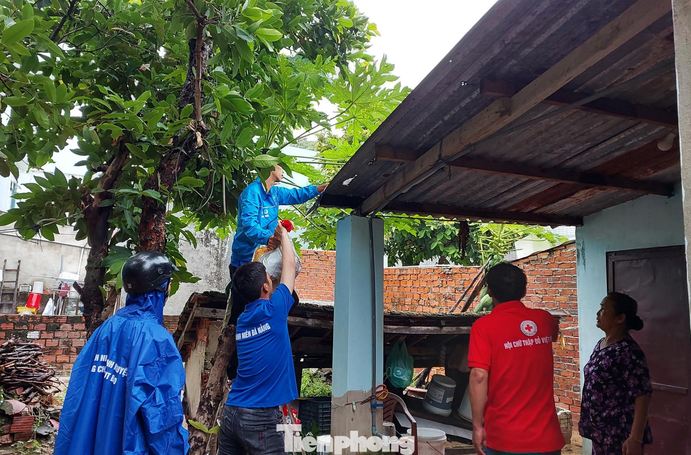Lực lượng tình nguyện viên chú trọng hỗ trợ các hộ có hoàn cảnh khó khăn, nhà cửa không kiên cố; các hộ neo đơn chỉ có trẻ con và người già; hộ gia đình có người khuyết tật... Dùng bao cát hoặc những thùng nước đầy lên mái tôn là cách mà người dân Đà Nẵng thường xuyên áp dụng mỗi khi có bão.