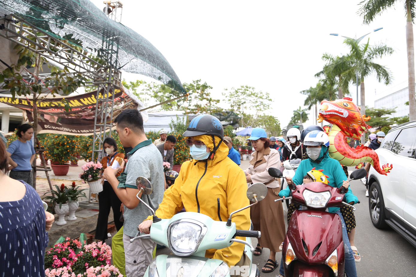 Ghi nhận ngày 30 Tết, chợ hoa Tết Đà Nẵng đông đúc, tấp nập kẻ bán người mua. Các tiểu thương đồng loạt "xả hàng", treo bảng đại hạ giá. Những cuộc mua bán diễn ra chóng vánh, không mặc cả. Ảnh: Giang Thanh.