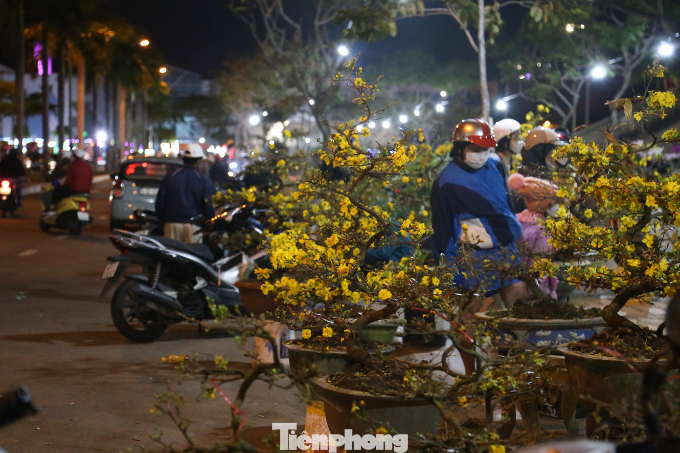 Đến hơn 20h ngày 30 Tết, các tiểu thương chợ hoa Tết Đà Nẵng vẫn tiếp tục hạ giá, tranh thủ vớt vát chút vốn. Ảnh: Giang Thanh