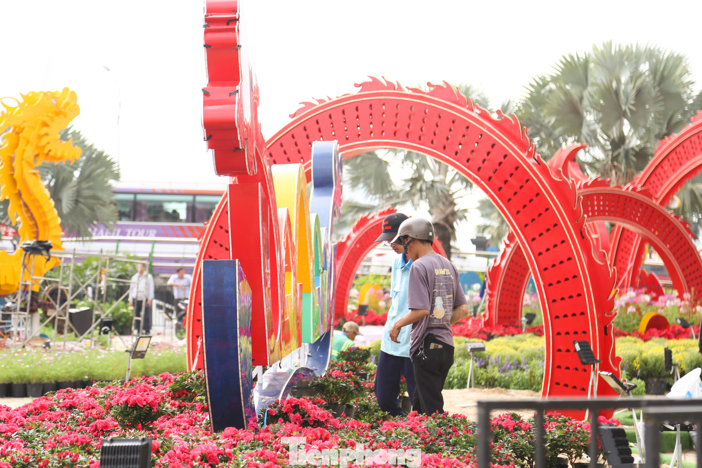 Thời tiết Đà Nẵng những ngày qua rất thuận lợi. Các đơn vị thi công đang huy động tối đa nhân lực để khẩn trương hoàn thiện đường hoa Tết đúng kế hoạch, phục vụ người dân và du khách du Xuân, đón Tết Giáp Thìn.