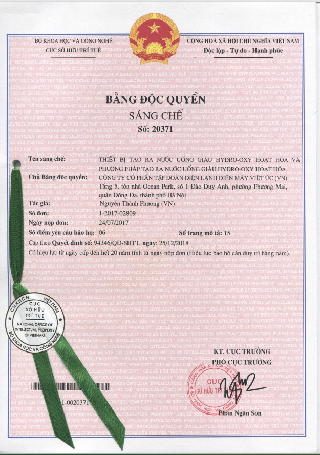 Duy nhất Kangaroo sở hữu độc quyền sáng chế thiết bị tạo nước Hydrogen Duy nhất Kangaroo sở hữu độc quyền sáng chế thiết bị tạo nước Hydrogen