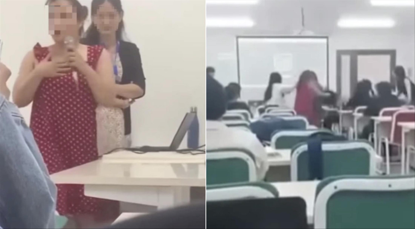 Nữ sinh Trường Đại học Hoa Sen chửi, tát bạn trên giảng đường và lớn tiếng đuổi giảng viên (ảnh từ clip) Nữ sinh Trường Đại học Hoa Sen chửi, tát bạn trên giảng đường và lớn tiếng đuổi giảng viên (ảnh từ clip)