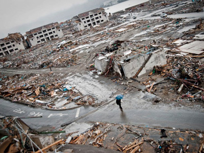 Khoảng 1.000 người dân thành phố Minamisanriku chết, mất tích khi sóng thần quét qua Ảnh: Noriko Hayashi