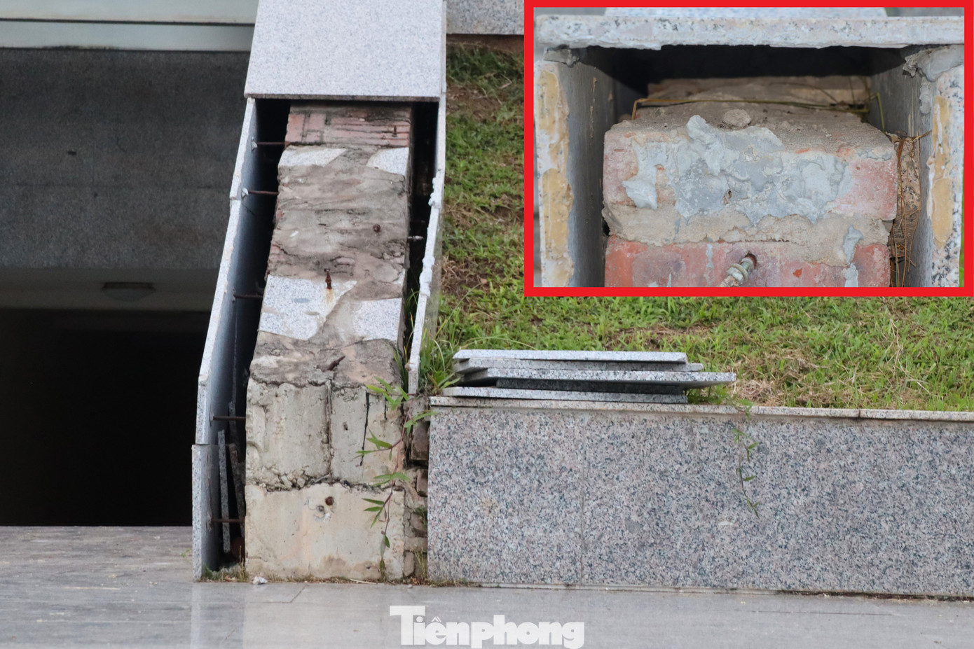 Tiếp cận các hạng mục khác, mức độ bong tróc đá ngày càng cao nghiêm trọng.