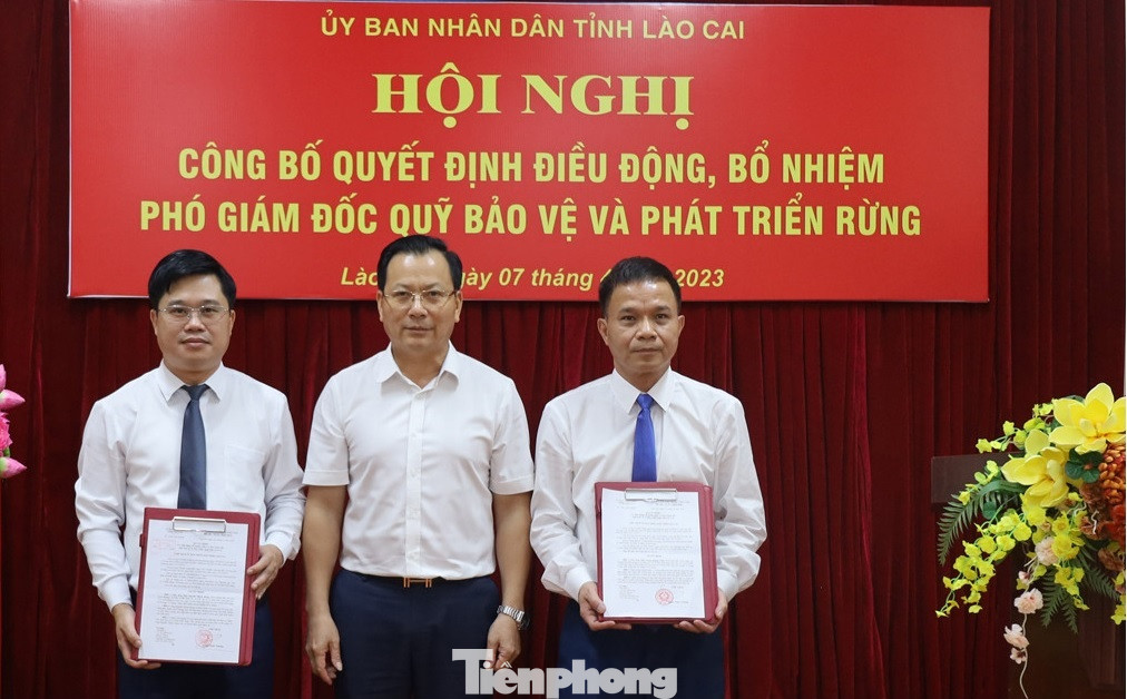 Ông Hoàng Quốc Khánh - Phó Chủ tịch Thường trực UBND tỉnh, trao quyết định cho hai Phó Giám đốc Quỹ Bảo vệ và Phát triển rừng. Ông Hoàng Quốc Khánh - Phó Chủ tịch Thường trực UBND tỉnh, trao quyết định cho hai Phó Giám đốc Quỹ Bảo vệ và Phát triển rừng.