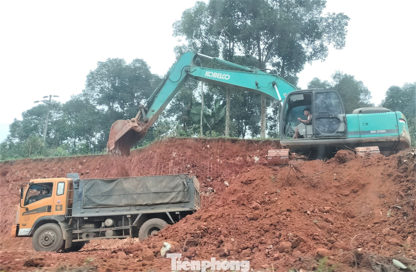 Các đối tượng ngang nhiên hoạt động san gạt trái phép đất rừng. Ảnh: Văn Đức. Các đối tượng ngang nhiên hoạt động san gạt trái phép đất rừng. Ảnh: Văn Đức.