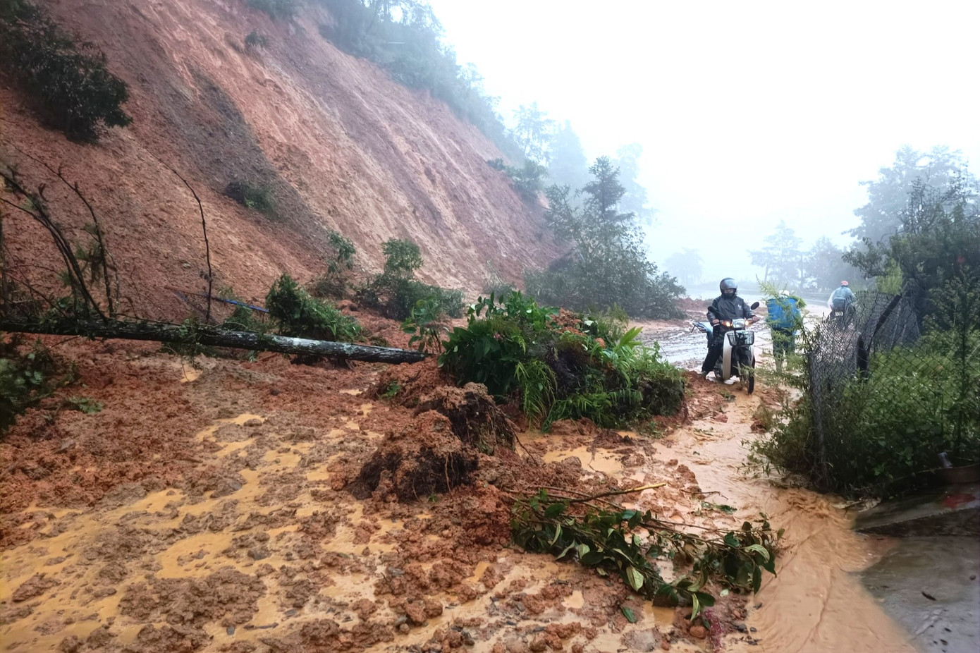 Quốc lộ 4D bị sạt lở tại nhiều vị trí khiến giao thông ùn tắc. Ảnh: NDCC.