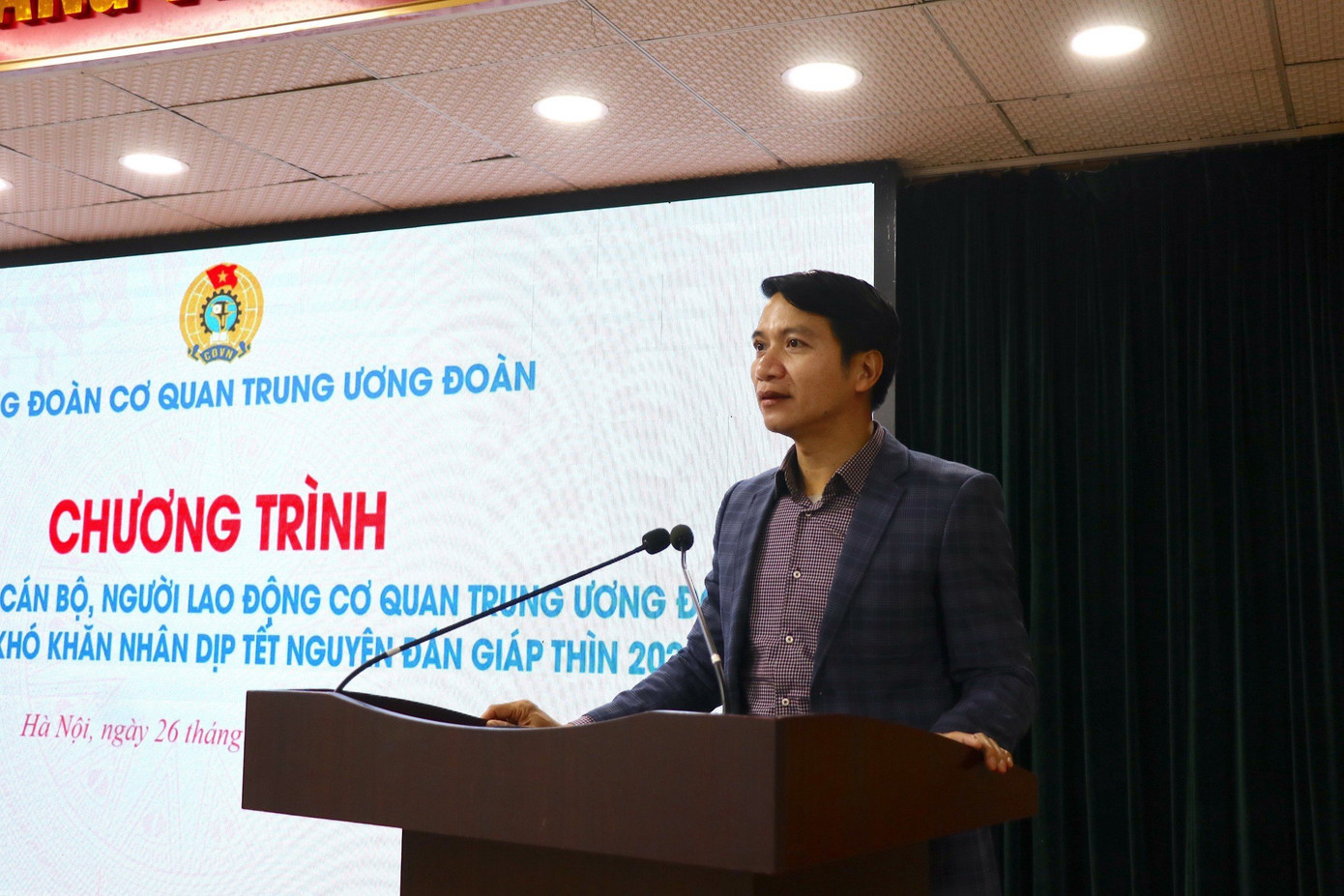 Anh Nguyễn Ngọc Lương - Chủ tịch Hội Liên hiệp Thanh niên Việt Nam phát biểu trong chương trình.