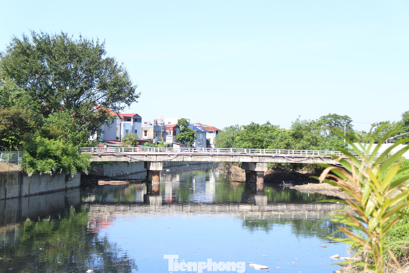 Xuôi về cuối nguồn sông Cầu Bây, nơi dòng nước ô nhiễm đổ vào hệ thống thủy lợi Bắc Hưng Hải qua cống Xuân Thụy (xã Kiêu Kỵ, huyện Gia Lâm), có thể nhìn thấy rõ sự ô nhiễm của dòng nước. Xuôi về cuối nguồn sông Cầu Bây, nơi dòng nước ô nhiễm đổ vào hệ thống thủy lợi Bắc Hưng Hải qua cống Xuân Thụy (xã Kiêu Kỵ, huyện Gia Lâm), có thể nhìn thấy rõ sự ô nhiễm của dòng nước.