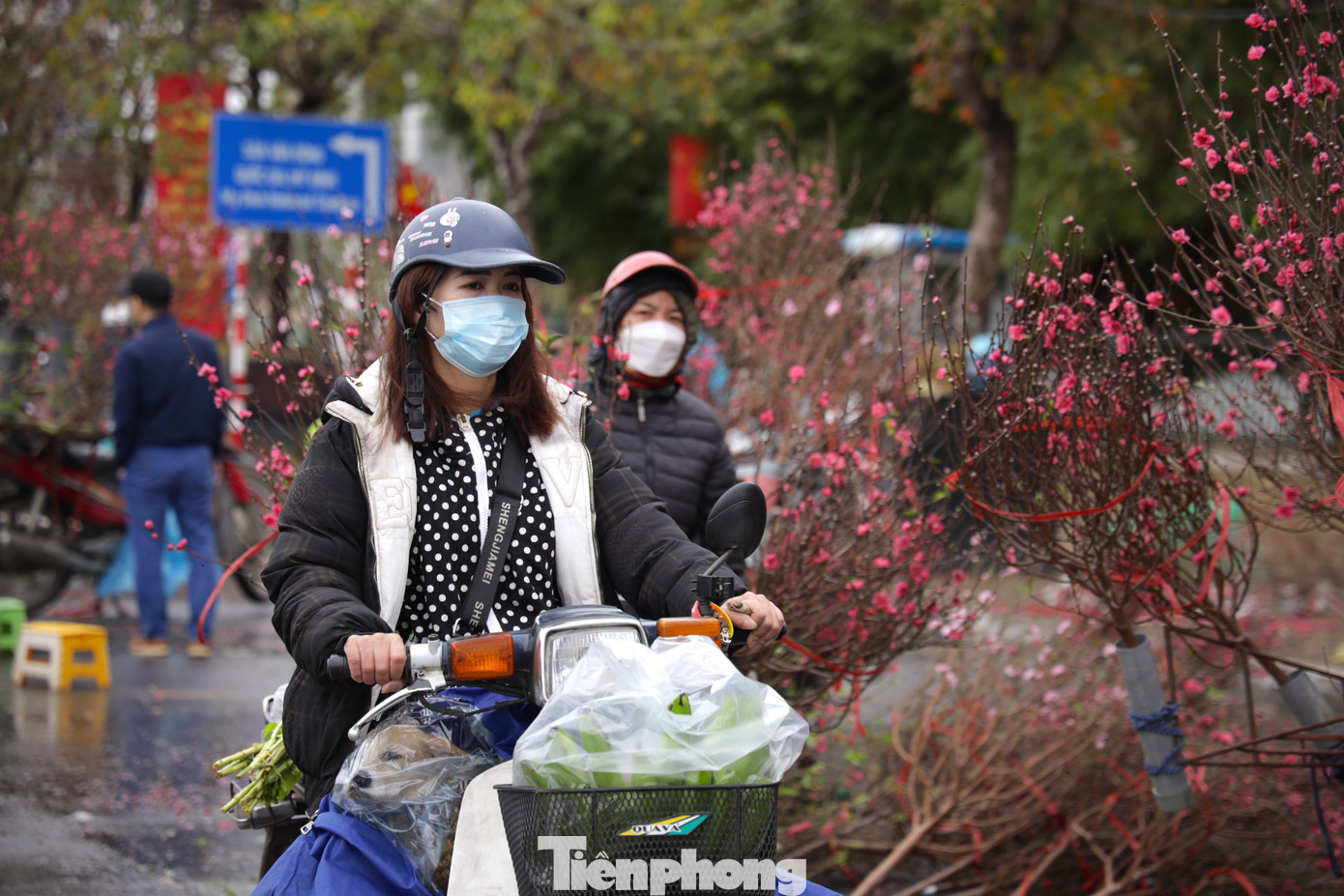 Những chiếc xe chở hoa Xuân về các gia đình.