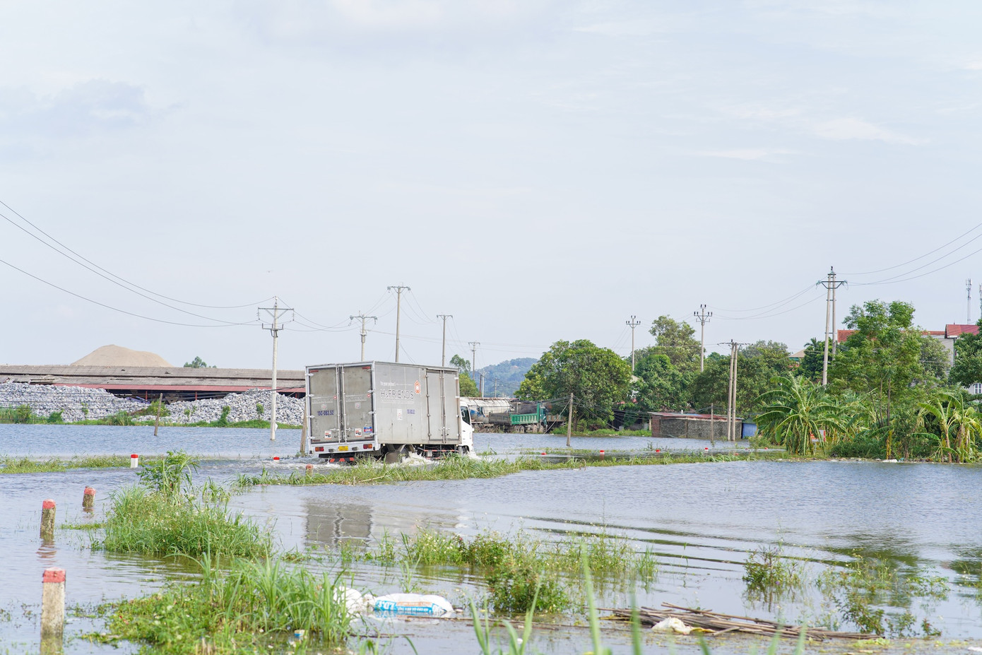 Vì thu hoạch không kịp, nhiều diện tích lúa tại đây bị ngập úng, ngã đổ, lúa đã có hiện tượng nảy mầm, nguy cơ mất mùa cao.