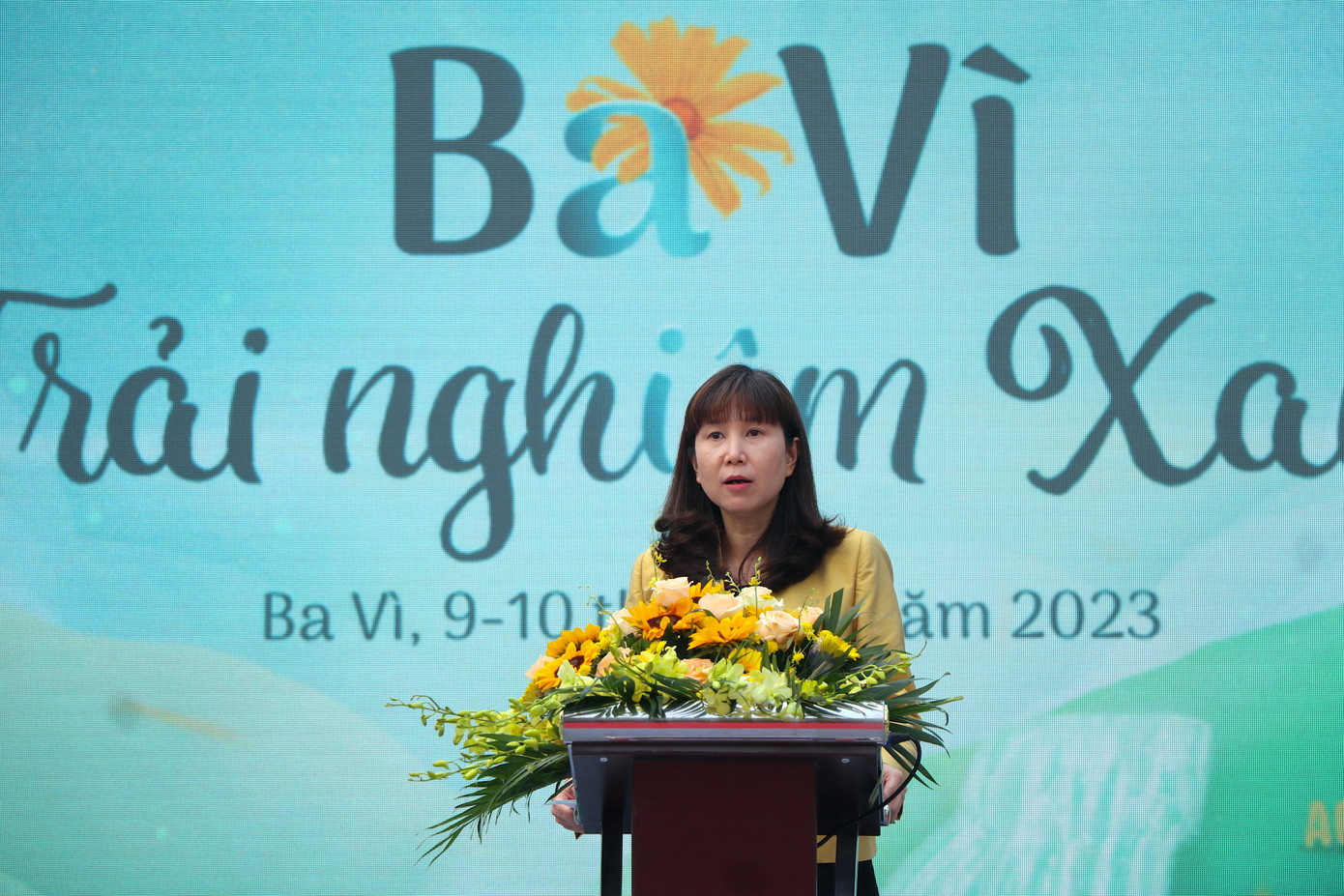 Giám đốc Sở Du lịch Hà Nội Đặng Hương Giang phát biểu khai mạc lễ hội.