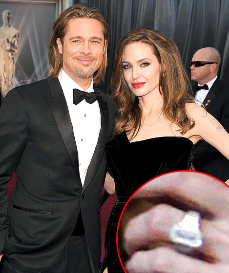 Sau 7 năm chung sống và có 6 nhóc tì (3 con nuôi, 3 con ruột), Brad Pitt cuối cùng đã đính ước với Angelina Jolie vào tháng 4 năm nay. Tài tử 48 tuổi cầu hôn tình yêu của anh với chiếc nhẫn kim cương 16 carat trị giá 500.000 USD. Cặp minh tinh đang rục rịch chuẩn bị tổ chức lễ cưới