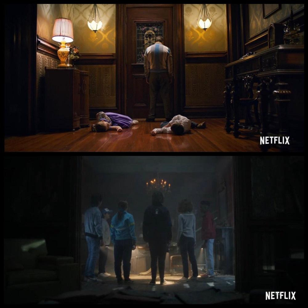 Cả nhóm đứng trong ngôi nhà ma ám, nơi đã từng xảy ra một thảm kịch. Cả nhóm đứng trong ngôi nhà ma ám, nơi đã từng xảy ra một thảm kịch.