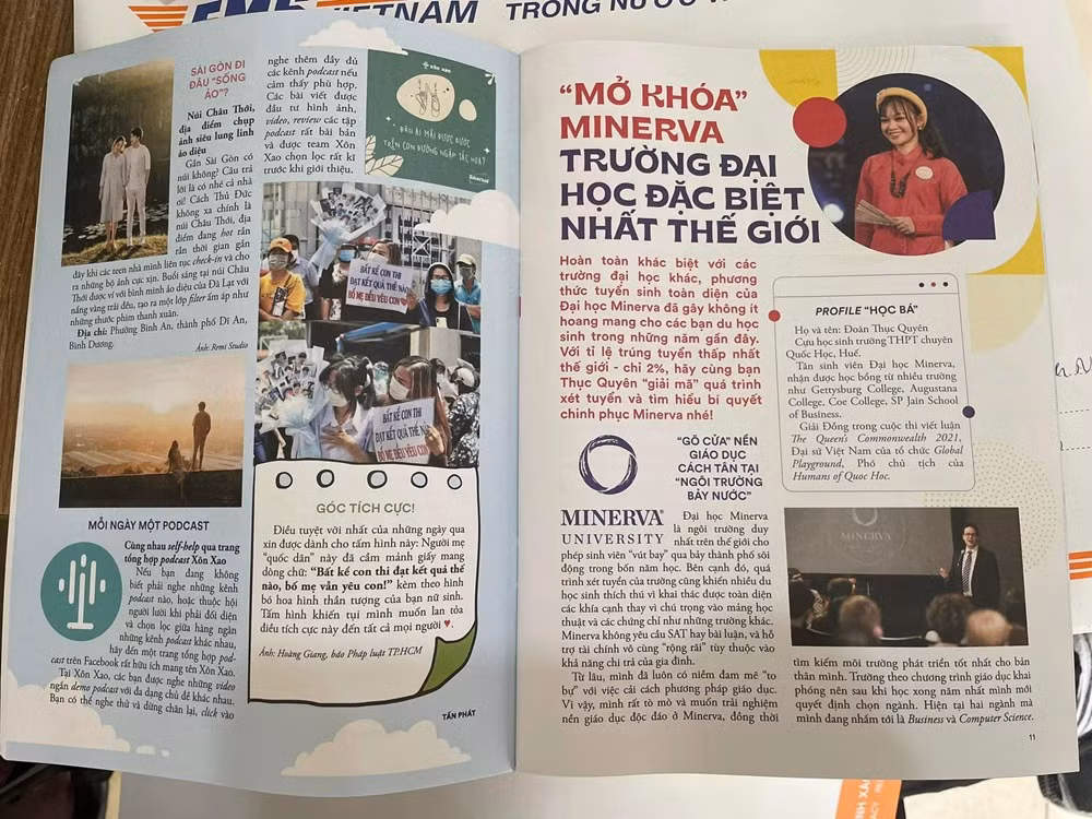 Bài báo về quá trình tuyển sinh của Minerva University. (Ảnh: NVCC)