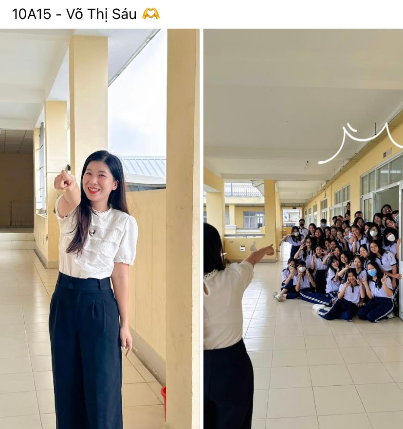 Giáo viên lớp 10A15 trường Võ Thị Sáu (TP.HCM) được các bạn học sinh “thả tim” nhiệt tình. Giáo viên lớp 10A15 trường Võ Thị Sáu (TP.HCM) được các bạn học sinh “thả tim” nhiệt tình.