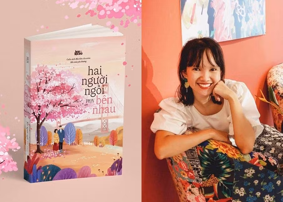 Tác giả Ploy và "Hai người ngồi bên nhau" - cuốn sách do Hoa Học Trò phát hành.